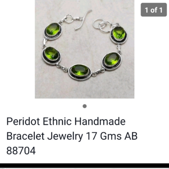 New simulated peridot sterling silver bracelet - Picture 2 of 2